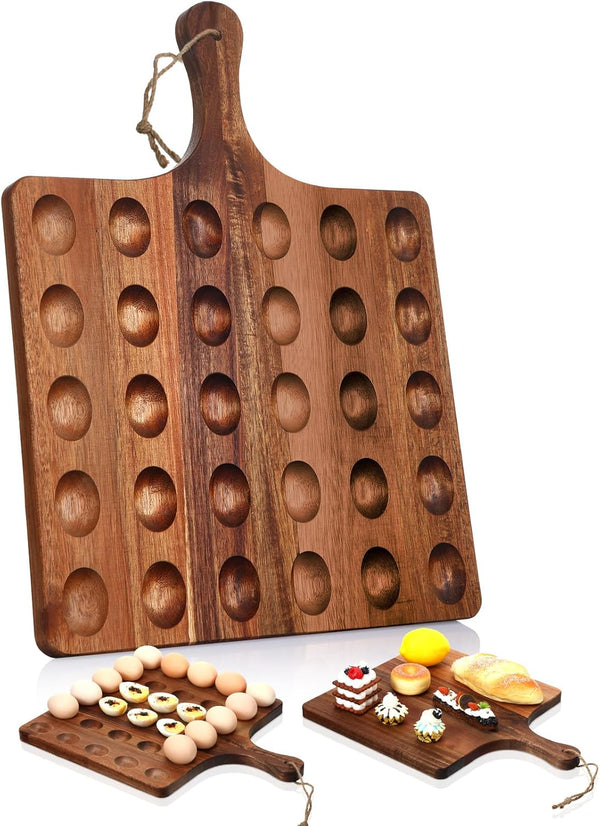 Gerrii Reversible Wooden Deviled Egg Platter Deviled Egg Tray Charcuterie Board Cutting