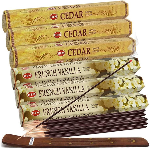 TRUMIRI French Vanilla & Cedar Incense Sticks Bundle - 120 Count, 6 Sets of 20 Sticks Each