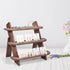 Wooden Display Riser, 3 Tier Organizer Showcase for Tabletop Shows, Farmhouse Cupcake Stands, Walnut Rustic Risers