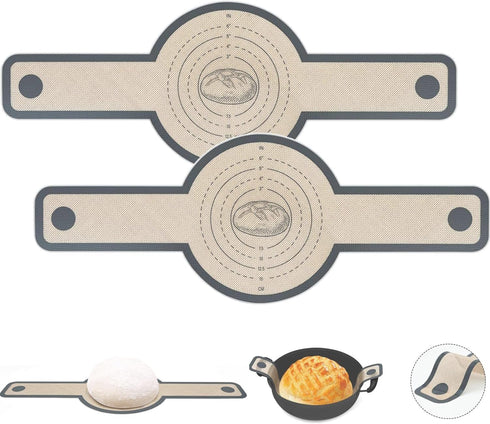 2 Pcs Silicone Bread Sling for Dutch Oven, Non-Stick & Heat Resistant Baking Mat for Sourdough