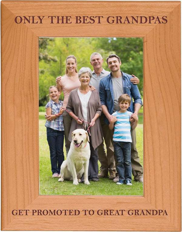 CustomGiftsNow Natural Alder Wood Engraved Tabletop/Hanging Photo Frame (4x6-inch Vertical) - Only The Best Grandpas