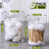 6 Pack Qtip Holder Dispenser for Cotton Balls, Swabs, Pads - Clear Plastic Apothecary Jar Set