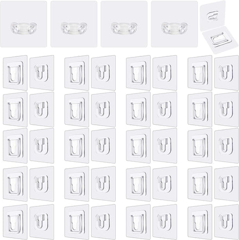 Double Sided Adhesive Hooks - 20 Pack + 4 Pack Wall Hanger Holder, 13.2lb Max for Bathroom, Kitchen, Office