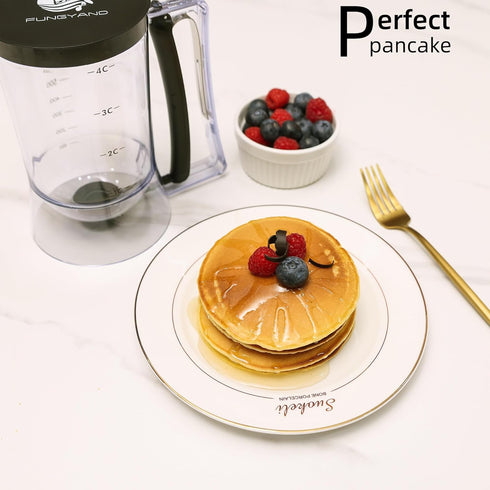 Fungyand Pancake Batter Dispenser - 4 Cups Complete Set with Muffin Rings, Spatula, Ideal Baking Tools for Pancakes