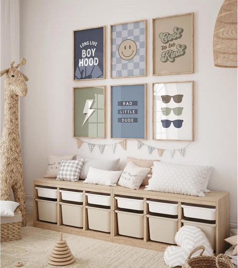 Tocliky 8x10 Inch Set 6 Boy Nursery Wall Art Decor Toddler Baby Boy Room Canvas Pictures Blue Cool Nursery Poster Teen