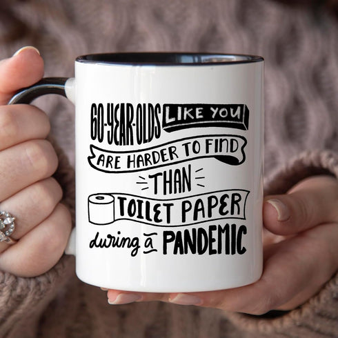 YouNique 60th Birthday Mug, 11 Ounces, Funny Coffee Cup Ideas for Men and Women, 60 Birthday Gift (Black Handle)