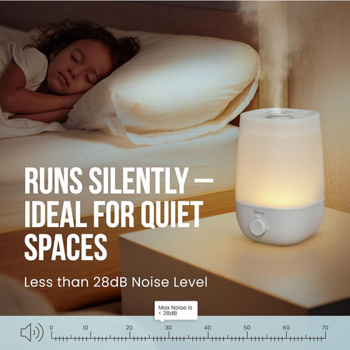 360 Fontaines Luxury Top-Fill Cool Mist Humidifier - Ultra-Fine Spray, Whisper-Quiet Operation, Dishwasher-Safe Tank