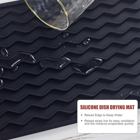 Silicone Dish Drying Mat, Large Non-Slip Heat-resistant Dish Drainer for Kitchen Counter, Sink, Refrigerator or Drawer