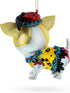 Chic Chihuahua Blown Glass Christmas Ornament
