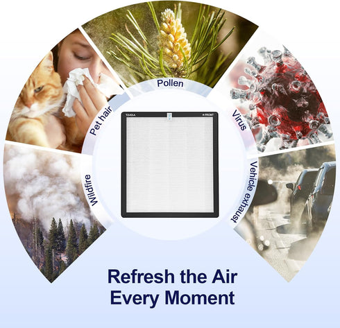 ToLife TZ-K2 Air Purifier Replacement Filter, 3-in-1 HEPA Activated Carbon Filter, TZ-K2-A, 1 Pack, White
