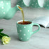 City to Cottage 10oz Ceramic Cappuccino Mug, Turquoise Blue Polka Dot, Large Handle for Coffee, Tea, Hot Chocolate