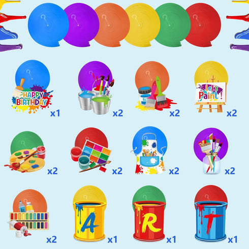46 Pieces Art Painting Party Decoration, Hanging Swirls Ceiling Decor for Kids Birthday Graffiti Party Supplies