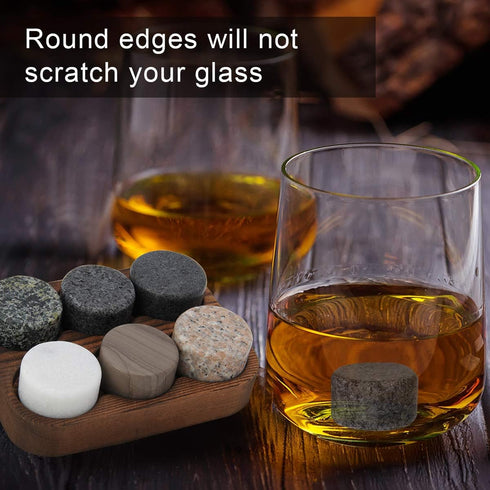 Whiskey Stones, Set of 6 Reusable Ice Cubes, Perfect Whiskey Gifts for Men, Chilling Stones for Drinks
