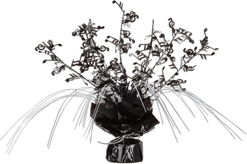 Beistle 2 Piece Musical Notes Table Centerpieces, Black Metallic Plastic Music Theme Party Supplies