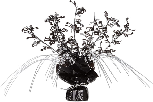 Beistle 2 Piece Musical Notes Table Centerpieces, Black Metallic Plastic Music Theme Party Supplies