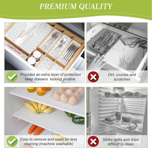 Cooyes Refrigerator Liners, 12" x 24" Super Absorbent Washable Shelf Liner for Kitchen Cabinets, 6 Pack Gray Slate