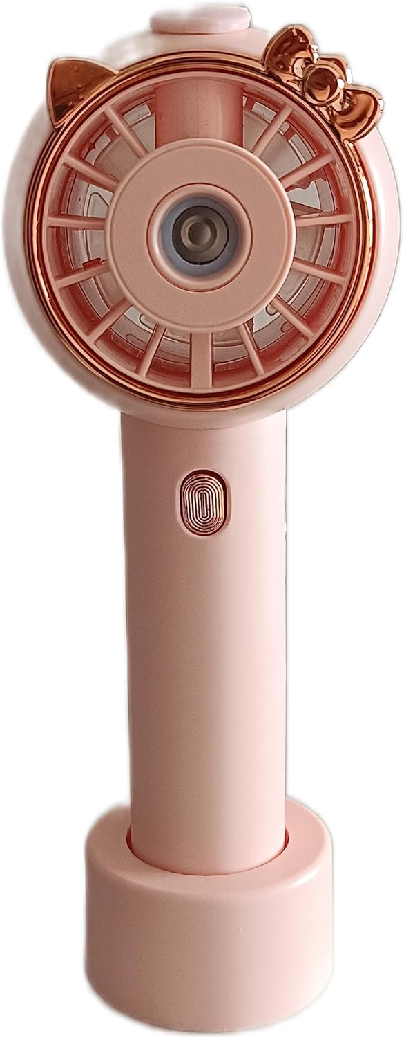 Portable USB Rechargeable Handheld Spray Mini Fan, Misting Fan with 3 Speeds (Cat Series, Pink)