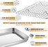 Small Stainless Steel Baking Sheet with Rack Set, E-far 9.4”x7.3” Cookie Sheet for Toaster Oven, Non-toxic & Dishwasher