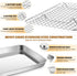 Metal Toaster Oven Tray with Rack Set - E-far 10.5”x8.3” Baking Sheet with Stainless Steel Wire Grate Rack