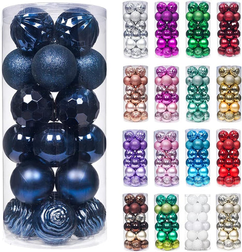 XmasExp 60mm Christmas Ball Ornaments, Shatterproof Decorations for Xmas Tree Balls, 24ct (Blue, 2.36")