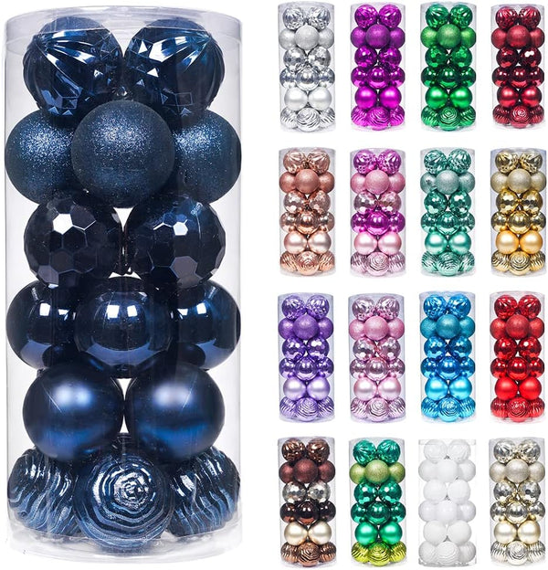 XmasExp 60mm Christmas Ball Ornaments, Shatterproof Decorations for Xmas Tree Balls, 24ct (Blue, 2.36")
