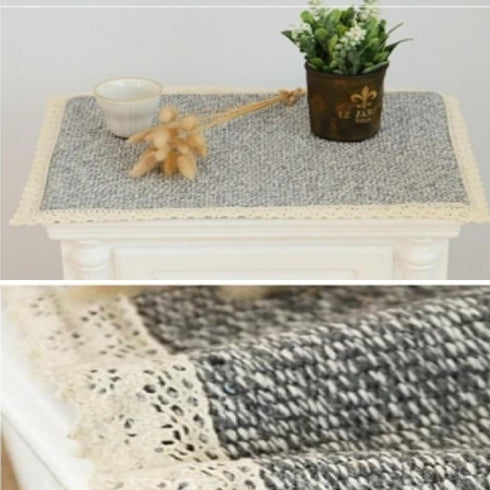 17.7 x23.6 Tablecloth Nightstand End Tabletop Dust Cover Night Stand Table Linen - Grey