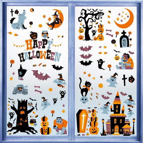CCINEE Halloween Window Stickers - 10 Sheets Halloween Clings Decals for Indoor and Outdoor Home Decor
