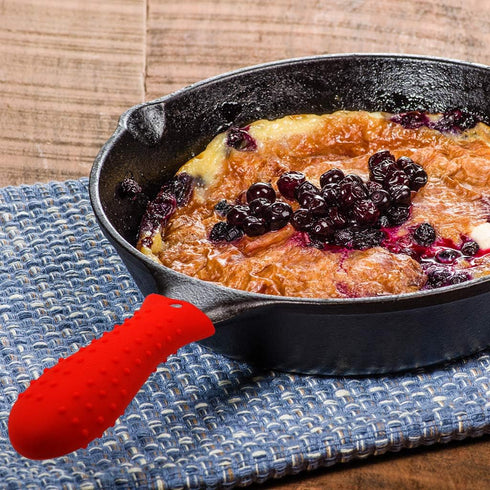 Silicone Cast Iron Potholder Set, Hot Handle Holder with 2 Pan Scrapers & Silicone Hot Pad