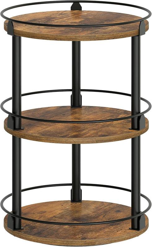 YATINEY 3-Tier Lazy Susan Organizer, Rotating Spice Rack, Spinning Organizer, Industrial Turntable