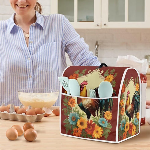 Upetstory Chicken Rooster Kitchen Aid Mixer Cover with Pockets, Compatible with 4.5-5 Quart Kitchen Mixers, Toaster