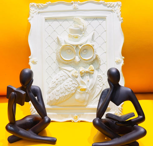2 Set Pieces Home Decor Black Reading Thinker Statue Modern Figurines Abstract Aesthetic Sculpture Thinker Resin Statue