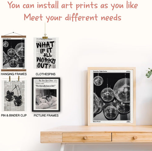NaZaUK 70s 8x10 Retro Black And White Newspaper Poster What If It All Works Out Canvas Wall Art Positive Trendy Preppy