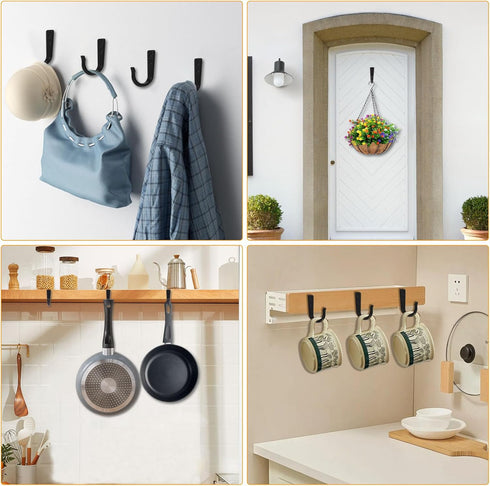 WODEGIFT 12Pcs Heavy Duty Wall Hooks, Metal Coat Hooks for Hanging Coats, Towels, Backpacks, Hats, Coffee Mugs (Black)