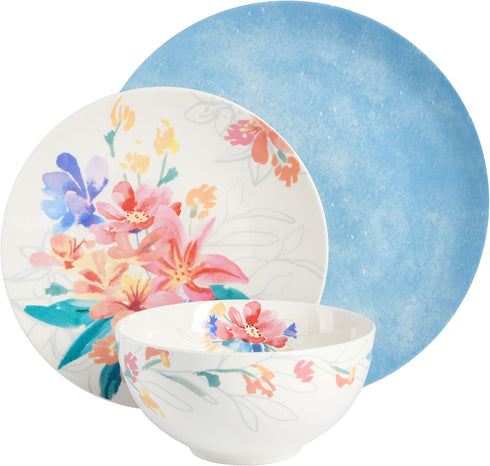 Spice by Tia Mowry Goji Blossom Decorated Porcelain Chip and Scratch Resistant