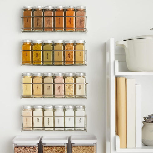 4 24 4 oz 269 Talented Kitchen Spice Rack Organizer - Stainless Steel Wall-Mounted Racks - Glass Jars & Preprinted