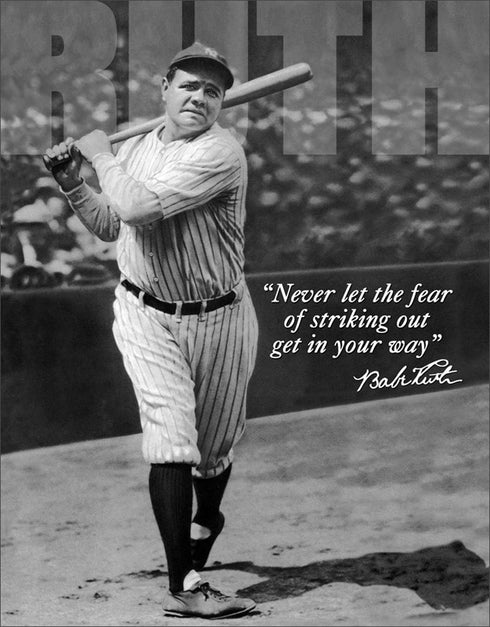 Babe Ruth No Fear Retro Tin Sign - 12x16 Poster Discount