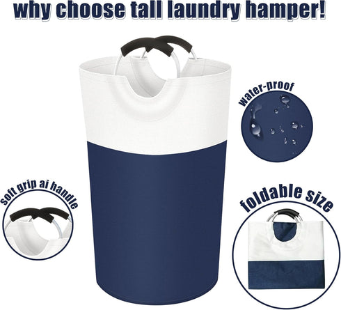 Twira 125L Pro XX-Large Laundry Basket, Waterproof Collapsible Hamper with Padded Handles for College and Bathroom