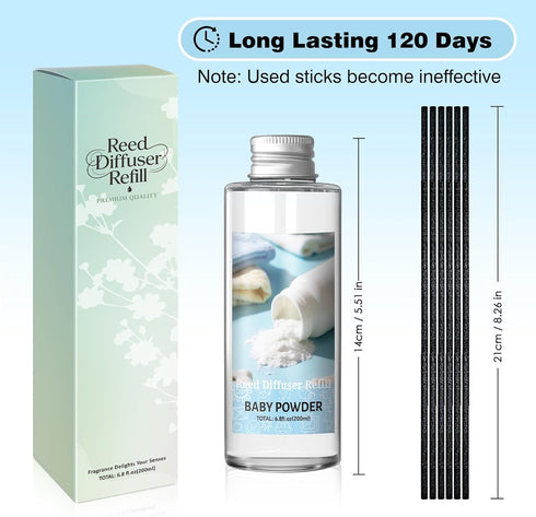 6.76 Oz, SCENTORINI Reed Diffuser Oil Refill, Baby Powder Diffuser Oil Fl Natural Scented Essential Oil Refill Long