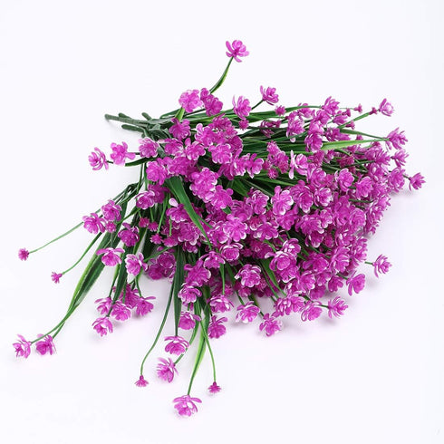 8 Bundles Artificial Flowers, UV Resistant Fake Greenery Faux Plastic Plants for Indoor Outdoor Home Garden Kitchen