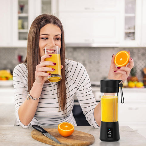 Portable Blender Bottles, Personal Mini Blender for Shakes & Smoothies, 13oz USB-C Rechargeable (Black)