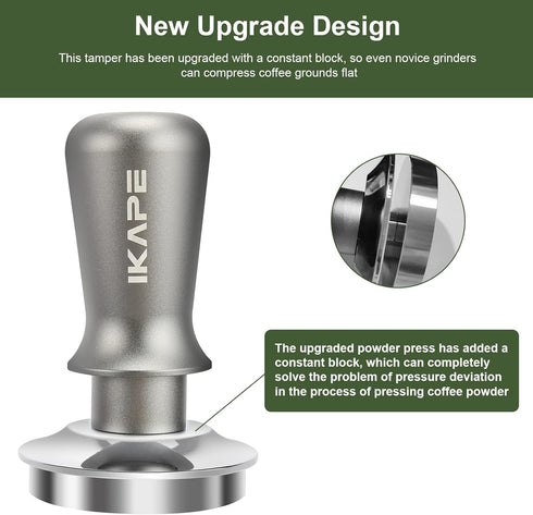 IKAPE 49mm Espresso Tamper, Premium Barista Coffee Tamper with Calibrated Spring Loaded, Flat Stainless Steel Base