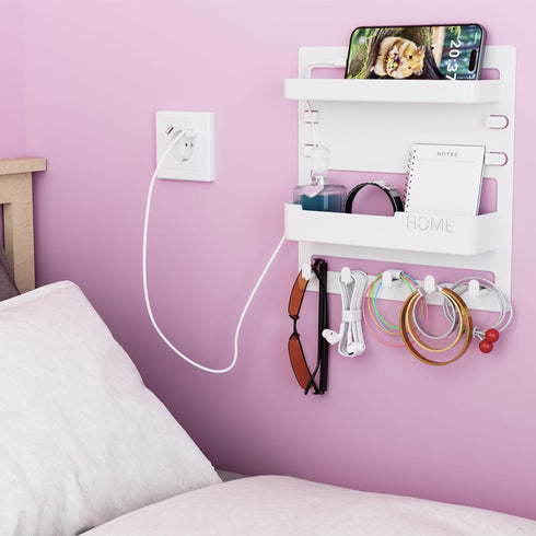 SUOXING Bedside Wall Organizer for Bedroom,Rv,Small Rooms,Nightstand and Bedside Wall Shelf for