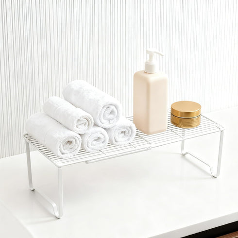 JBESUHI 15-24.4in Closet (1 Pack, Extendable Metal Wire Shelf Organizer - Adjustable Length, Stackable Storage Rack