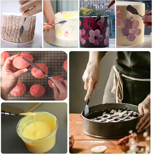 Cake Cream Spatula 5 Pieces, Stainless Steel Cake Apatula with Frosting Icing Decorating Knife