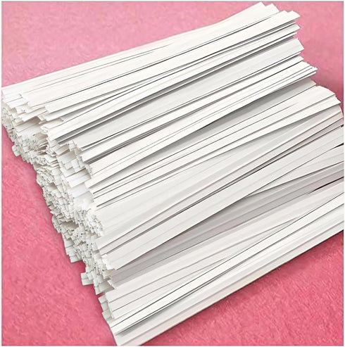 White Paper Twist Ties 100 Pcs - 5" Reusable Twisty Ties for Bags, Candy, Bread, Coffee Bags, Cake Pops