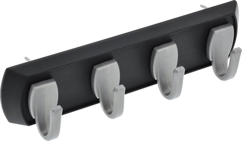 HIGH & MIGHTY 515306 Key Rail Organizer Hook Rail, Easy Tool-Free Dry Wall Installation, Small, Black & Silver