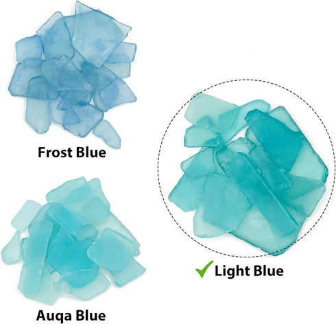 CYS EXCEL Sea Glass 16 Ounces Light Blue, Crushed Glass Vase Filler for Aquarium Nautical Décor