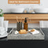 Rectangle Wicker Scalloped Tray, Hand Woven Synthetic Rattan Serving Tray with Handles, Coffee Table Decorative Tray