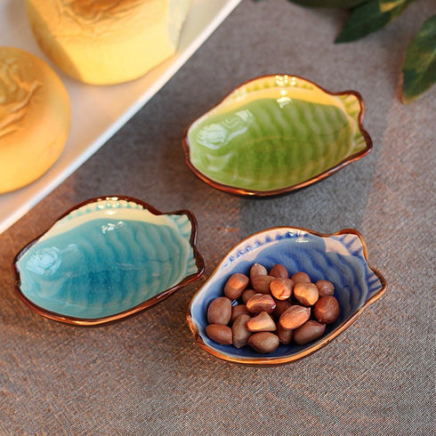 WAIT FLY Cute Fish Shaped Ceramics Seasoning Dishes, Set of 3 for Tea Bags, Appetizers, and Dipping