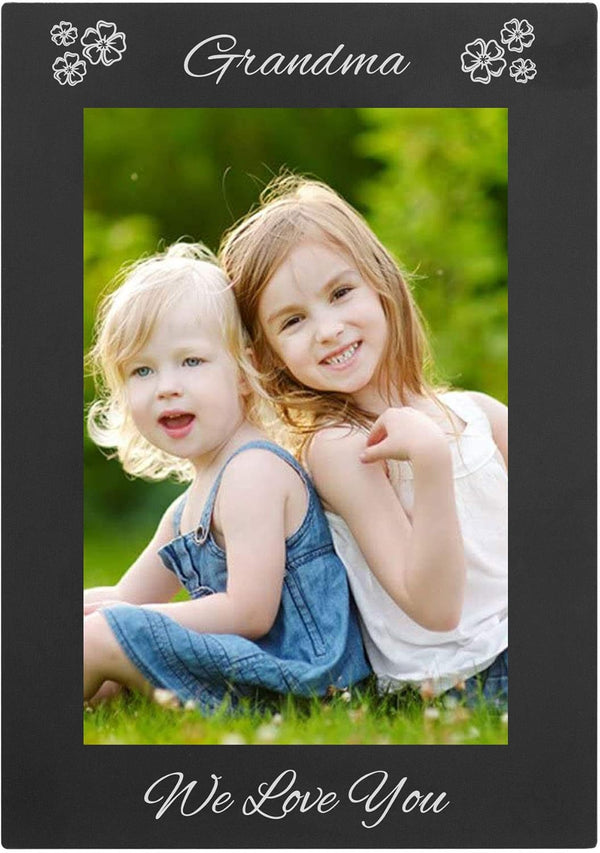 CustomGiftsNow Grandma - We Love You Engraved Anodized Aluminum Hanging/Tabletop Family Photo Picture Frame